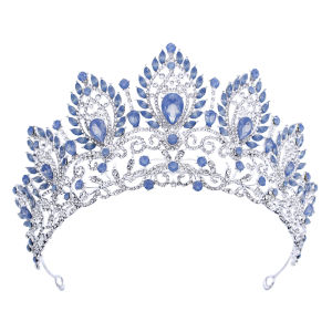 Vương miện opal Xanh da trời cổ điển vương miện cô dâu diadem lớn cho phụ nữ vương miện váy cưới trang sức tóc mũ sinh nhật công chúa 2026