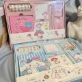 Jurnal Paket Diary 7in1 Motif CInnamoroll Cute Girl Boba Kelinci Panda - SWEET PASTEL PINK LIGHT BLUE - isi notebook notes washi tape stiker sticky notes journal tulisan lucu unik hadiah sovenir alat tulis anak kerja sekolah kantor. 