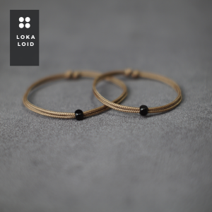 Gelang Couple BLack In Black Pasangan Kasual Simpel Minimalis Cube Bracelet Microcord