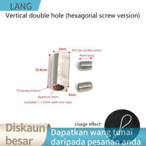 LANG For 1.5mm Wire Rope Suspension Clamps Double Hole Metal Copper Clips Cable Sling Tools Fastening Accessories