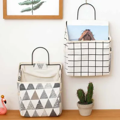New Lattice Hanging Storage Bag Bedside Storage Organizer Dorm Room Phone Book Magazine Storage Bag Holder with Hook Bed Pocket