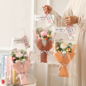 Knitted Flower Finished Crochet Flower Bouquet Home Decoration for Teacher’ Day Birthday Anniversary Thanksgiving Valentines Day Women Gifts