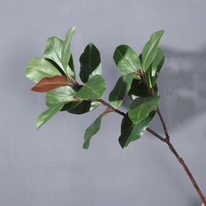 MARBLEX Red Green Artificial Magnolia Leaves Plants Leaves DIY Faux Magnolia Branch Real Touch Floral Arrangement Greenery Plants Wedding