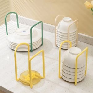 CANICE Retractable Desktop Bowl Holder Drain Water Plastic Kitchen Organizer Space Saving Cup Shelf