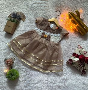 Gaun Pesta Anak Perempuan Lengan Panjang Motif Floral - Bahan Katun Lembut - Usia 0-12 Bulan