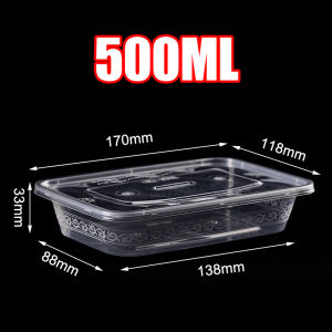 300pcs/Box Rectangle Microwavable Food Container Clear Reusable Plastic Container Storage Tray