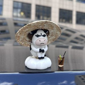 ZENGD Ugly-cute Grass Cow Figure Aggrieved Decompression Car Ornament Ornament Cute Cow Doll Car