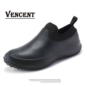 VINCENT Chef Shoes for Men Women Slip on Kitchen Shoes Bige Size 35-49 Non-slip Waterproof Oil-proof Resistant Restaurant Cook Safety Work Shoes Soft Hospital Medical Nurse Loafers Women Rain Shoes