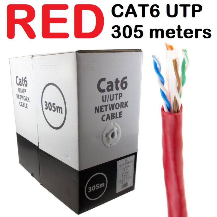 RED Cat 6 Cable UTP Unshielded AWG23 Data LAN Cable Cat6 305 meters