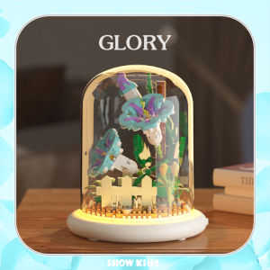 ตัวต่อดอกไม้ DIY บล็อกตัวต่อดอกไม้ ตัวต่อ ดอกไม้ DIY ดอกทานตะวัน พร้อมฝาครอบ ดอกลิลลี่สีขาว ดอกคาร์เนชั่น