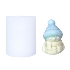 พิมพ์เค้กซิลิโคนสโนว์แมนมีรายละเอียดเสื้อถักทำความสะอาดง่ายสำหรับงานฝีมืออุปกรณ์โครงงาน DIY วันหยุด