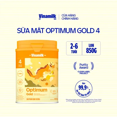 Sữa bột Vinamilk Optimum Gold 4-Hộp thiếc 850g (cho trẻ từ 2- 6 tuổi) - Sữa công thức giúp Tăng cân chiều cao tiêu hóa phát triển não bộ