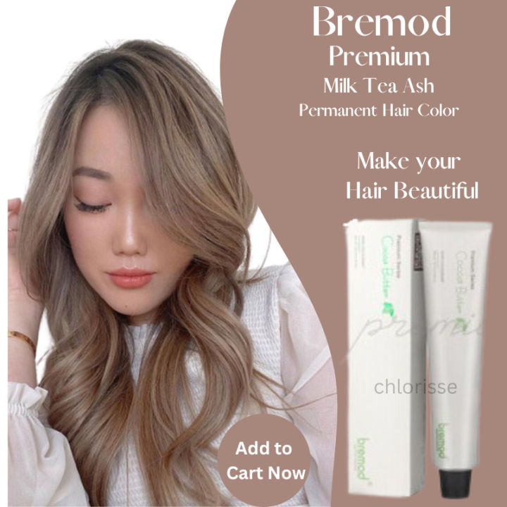 BREMOD Milk Tea Ash Permanent Hair Color Complete Set with