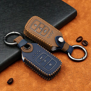 Honda Accord BRV HRV CRV Jazz Civic City Key Cover Leather Smart Key Remote Case Cover with Hand Knitted Rope