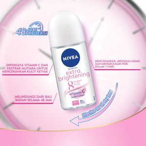 NIVEA DEODORANT EXTRA WHITENING 50ML / DEODORANT NIVEA / NIVEA DEO /NIVEA ROLL ON EXTRA WHITENING / NIVEA DEO ROLL ON EXTRA WHITENING