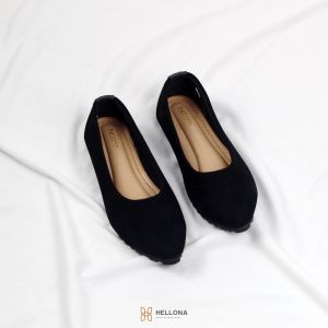 Hellona Sepatu Anak Gemini Flatshoes - Hitam Polos Sol Karet