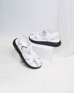 Sepatu Sandal Wanita Kekinian Model Silang Tinggi Sendal Beleza Wedges Murah Model dua Tali Strap Belakang Hak Tinggi - BELLEZA KEITH