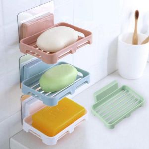 GVDBHFD Creative Plastic Container Bathroom Draining Wall Mounted Storage Rack Organizer Soap Holder Soap Dishes