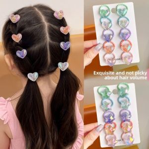 INVADER 10PCS/Set Kids Headwear Shiny Butterfly Baby Girl Hair Ropes Butterfly Five-pointed Star Heart Star Elastic Rubber Bands Gifts Cute Ponytail Headflower