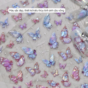 Rose Butterfly Shell Light Nail Sticker Màu tím Butterfly Sense Fairy Wear Nail Patch Trang trí