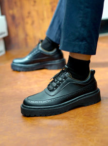 Sepatu Pantofel Kulit Kerja Kantoran Kondangan Semi Formal Terbaru 2023 - Sepatu Slip On Gereja Keren Full Hitam Kekinian