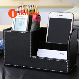 I know PU Leather Multi-Function Desk Organizer Pen Pencil Storage Box Business Cards Stand Mobile Phone/Remote Control Holder Office Supplies