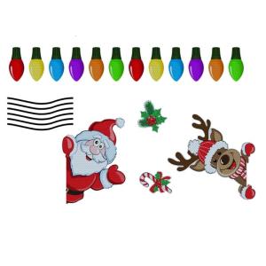 Christmas Car Refrigerator Decorations - Reflective Bulb Light Shaped Magnets Magnetic Wires Ornaments Set
