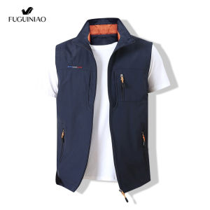 Fuguiniao mens outdoor new casual spring and autumn photography fishing vest thin coat plus size vest clothes M-6XL