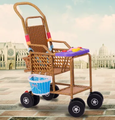 Bamboo and Rattan baby stroller light folding can sit and lie baby children woven summer music toy portable foldable simple modern trendy Kereta sorong bayi buluh dan rotan lipat cahaya boleh duduk dan baring bayi kanak-kanak ditenun mainan muzik musim pa