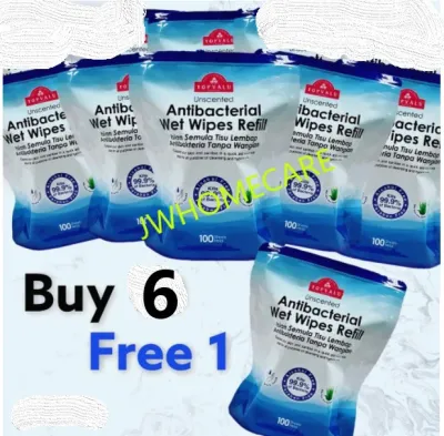 TOPVALU WET WIPES ANTIBACTERIAL TISU BASAH Refill 100pcs