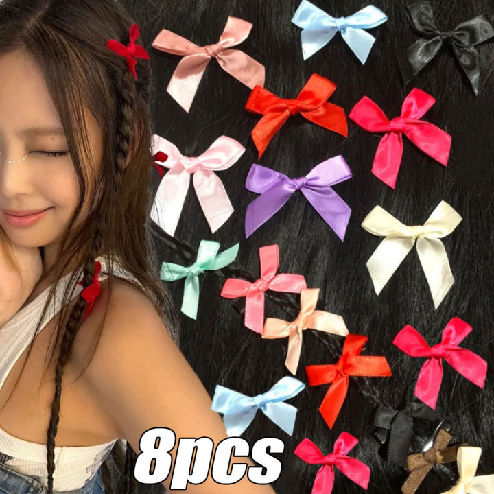 8pcs Bowknot Hair Clips Sweet Ballet Ribbon Hairpins Bang Clip Korean ...