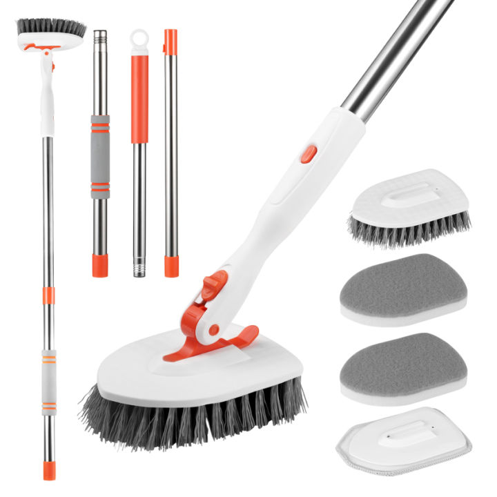 3 In 1 Scrubbing Brush 110cm Detachable Handle Stiff Bristles, Bathroom