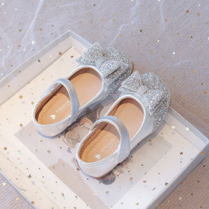 Bizot mùa xuân cô gái Giày tây vẻ đẹp Mũi Tròn Cô gái tuổi teen Giày da Bling đám cưới công chúa giày