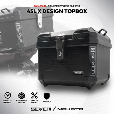 MOKOTO SEVEN SERIES 45L X DESIGN POLYPROPYLENE PLASTIC TOP BOX SINGLE / DOUBLE LOCK REAR TAIL STORAGE BOX FOR MOTORCYCLE