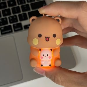 Voiced Keychain Cartoon Panda Bear Glowing Bubu Dudu Say I Love You Gift keychain matching couple Best Friend Gift Keychain y2k Bag Accessories pop