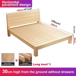 Ditto Mall Wooden Single Queen Bed Solid Wood Bed Frame Family Single Double Bed Support 200KG With Drawers