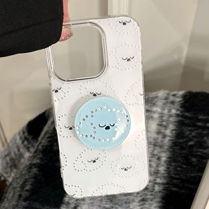 Fun Emoji Smile Golden Stand Phone Case For iPhone 17 AIR 16 Pro Max 15 14 13 12 11 Pro Max Plus 8 7 XR Creative Cat Dog Shockproof Soft Cover