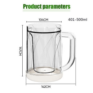 2pcs/1pc Frosty Freezer Beer Mugs Double Layer Wall High Capacity Plastic Whiskey Glasses