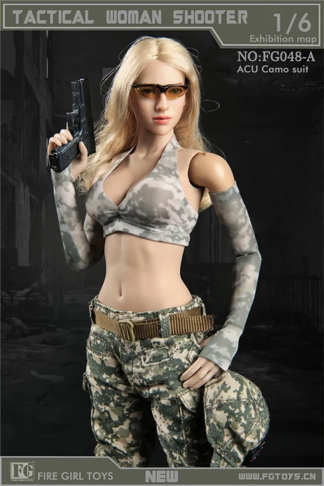 1:6 FG004 Fire Girl Camouflage Team Uniform Tactical Female Special Forces  Clothes Model fit for