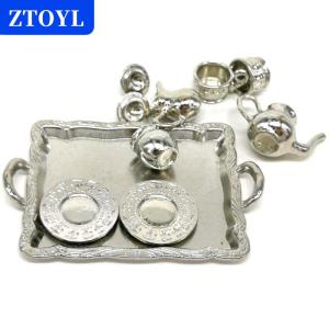 [COD]🔥🔥🔥ZTOYL 10Pcs 1: 12 Dollhouse Furniture Miniature Dining Ware Metal Tea Cup Plate Set