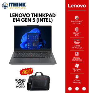 LENOVO THINKPAD E14 GEN 5 (INTEL) 21JK005GMY (I5-1335U 8GB 512GB 14" WUXGA BLACK/GREY W11 PRO)