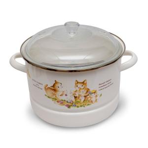 Nồi Hấp Tráng Men Cao Cấp Nhật Bản Fujihoro (Hoa Văn Con Mèo) Kit-24Sm