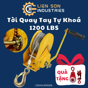 Tời quay tay tự khóa 1200LBS tải trọng 545KG cáp 4 ly dài 10m 20m tời quay tay tự khóa 2600LBS cáp 6ly dài 20m- Cơ Khí Liên Sơn