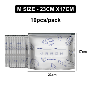 ☀️Life Core☀️ 10pcs Aluminium Foil Bag Food Storage Bag Reusable Fresh Keeping Bag Freezer Bag with Zip Lock Airtight Food Saver for Veggies/Fruit/Meat Large Capacity Food Fresh-keeping Bag Reusable Zip Lock Bag
