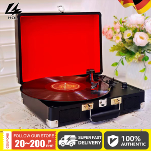 HOL Fornuts Gramophone Classic Vinyl Record Player Portable Suitcase with Speaker and Bluetooth Retro Turntable Music Player Vintage LP Phonograph Built-in Speaker Vinyl Player