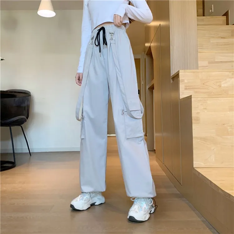 Harajuku Cargo Pants For Women Black Plus Size High Waist Casual