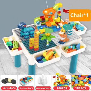 Building Blocks Table with Chair and Blocks Multi-Function Building Multifunctional 3-in-1 multifunction game table Lego Table