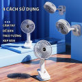 Quạt tích điện mini 4 in 1, quạt cầm tay mini kẹp bàn 3 tốc độ gió, làm mát cực nhanh, không gây tiếng ồn, sạc USB nhỏ gọn tiện lợi. Bảo hành 12 tháng. 