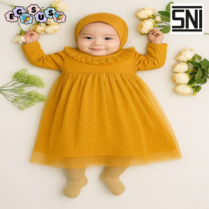 (EGSUS) Gamis Tutu Hijab Bayi Lucu Pakaian Anak Perempuan (0 Bulan - 4 Tahun) Fashion Muslim Putih