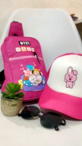 Satu Set Tas Slim Bag Anak Plus Topi Motif Kartun Anime Onepiece Superhero Spiderman